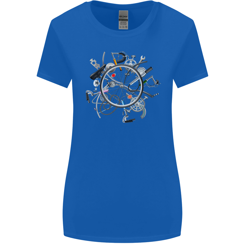 Bicycle Parts Cycling Cyclist Cycle Bicycle Womens Wider Cut T-Shirt Royal Blue