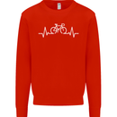 Bicycle Pulse Cycling Cyclist Bike MTB Kids Sweatshirt Jumper Bright Red