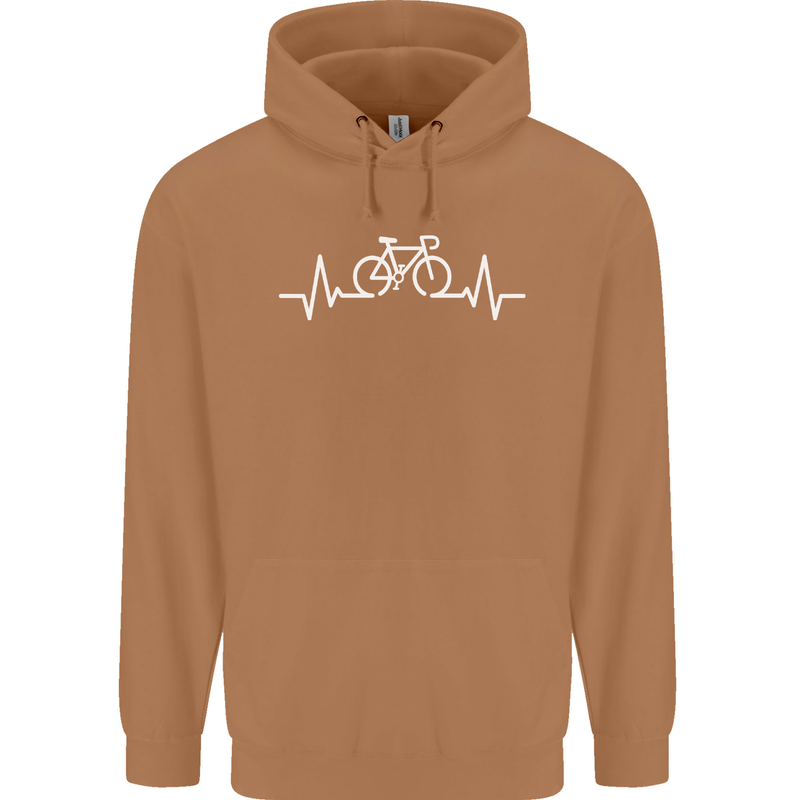 Bicycle Pulse Cycling Cyclist Bike MTB Mens 80% Cotton Hoodie Caramel Latte