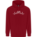 Bicycle Pulse Cycling Cyclist Bike MTB Mens 80% Cotton Hoodie Red