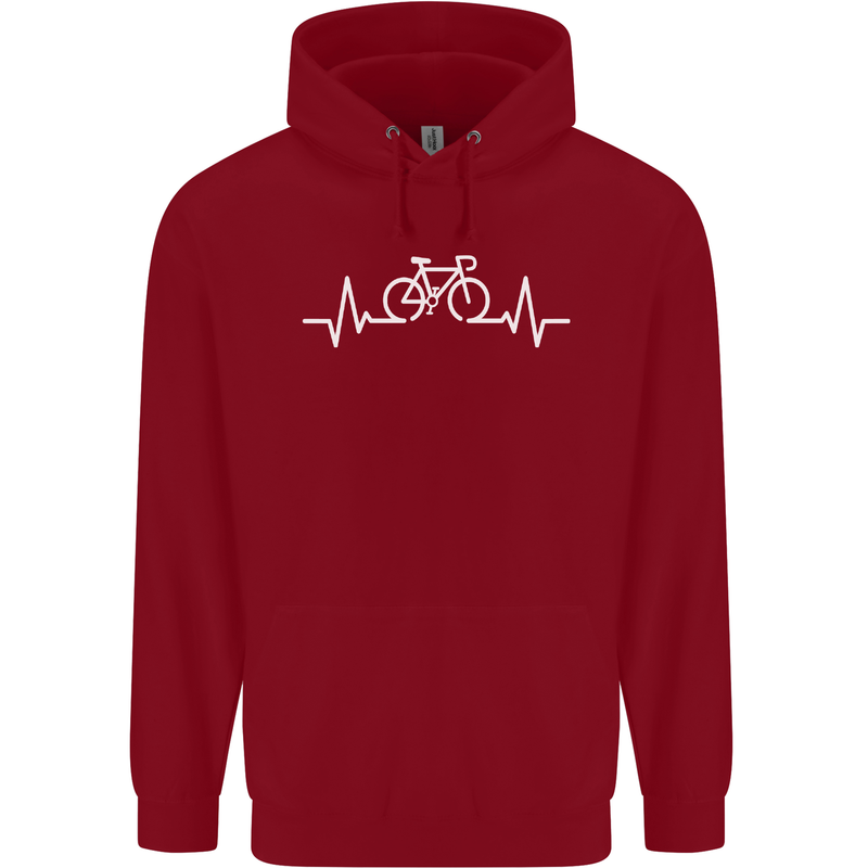 Bicycle Pulse Cycling Cyclist Bike MTB Mens 80% Cotton Hoodie Red