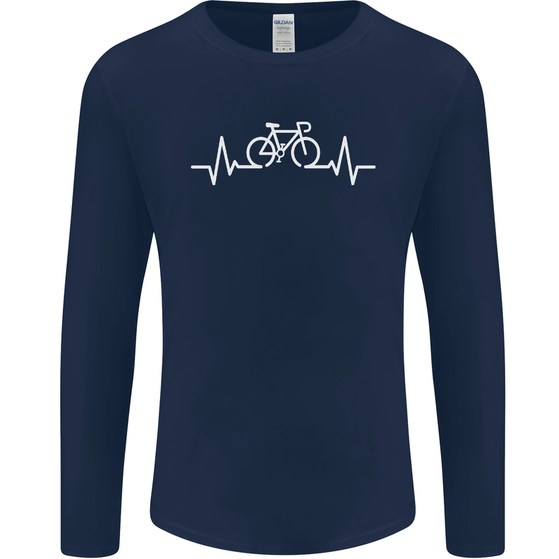 Bicycle Pulse Cycling Cyclist Bike MTB Mens Long Sleeve T-Shirt Navy Blue