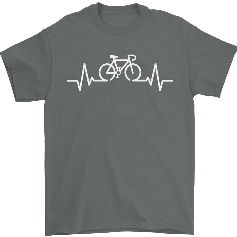 Bicycle Pulse Cycling Cyclist Bike MTB Mens T-Shirt Cotton Gildan Charcoal