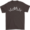 Bicycle Pulse Cycling Cyclist Bike MTB Mens T-Shirt Cotton Gildan Dark Chocolate