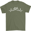 Bicycle Pulse Cycling Cyclist Bike MTB Mens T-Shirt Cotton Gildan Military Green