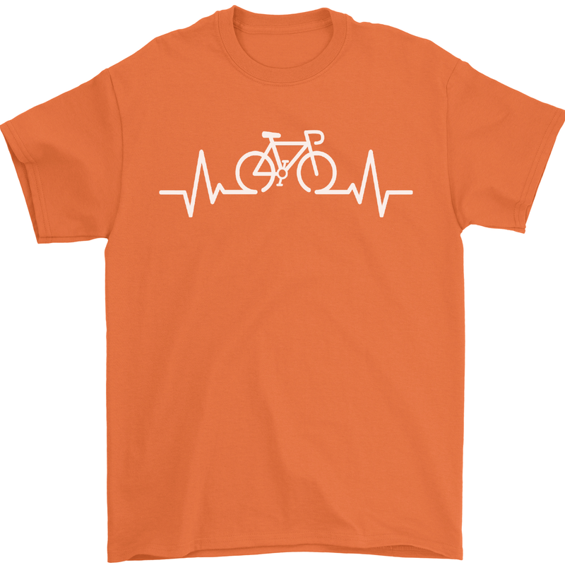 Bicycle Pulse Cycling Cyclist Bike MTB Mens T-Shirt Cotton Gildan Orange