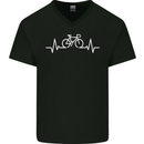 Bicycle Pulse Cycling Cyclist Bike MTB Mens V-Neck Cotton T-Shirt Black