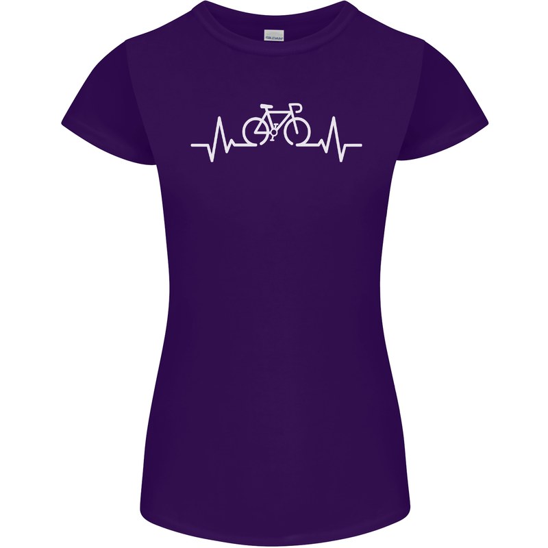 Bicycle Pulse Cycling Cyclist Bike MTB Womens Petite Cut T-Shirt Purple