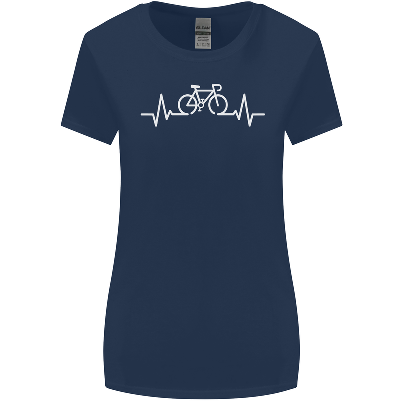 Bicycle Pulse Cycling Cyclist Bike MTB Womens Wider Cut T-Shirt Navy Blue