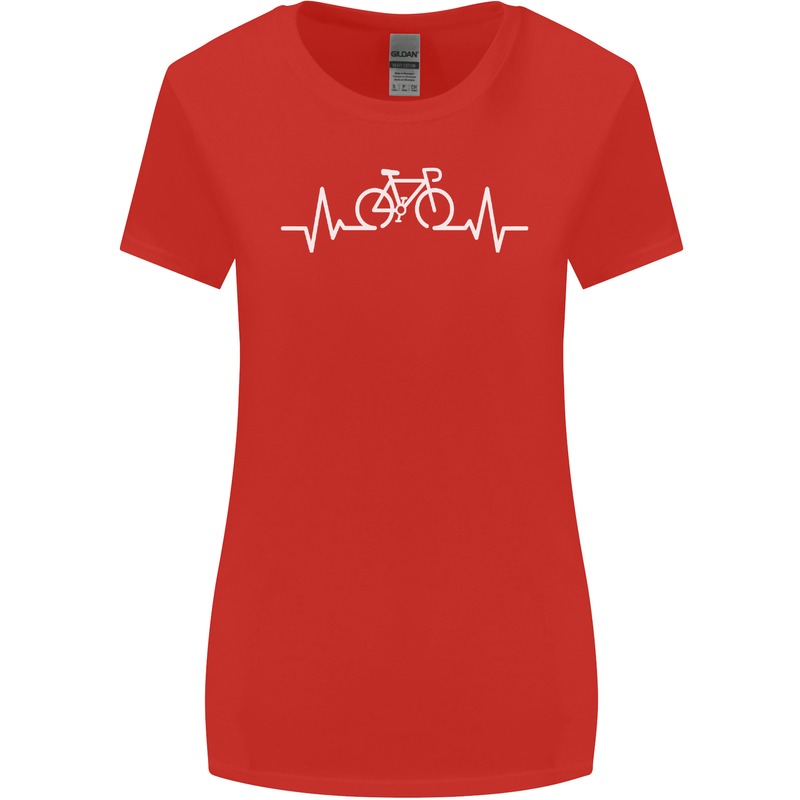 Bicycle Pulse Cycling Cyclist Bike MTB Womens Wider Cut T-Shirt Red