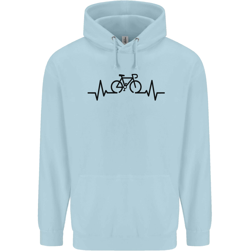 Bicycle Pulse Cycling Cyclist Road Bike Childrens Kids Hoodie Light Blue