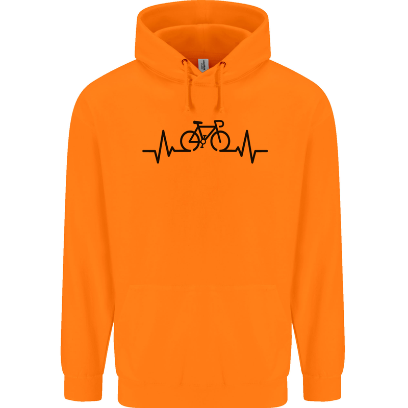Bicycle Pulse Cycling Cyclist Road Bike Childrens Kids Hoodie Orange