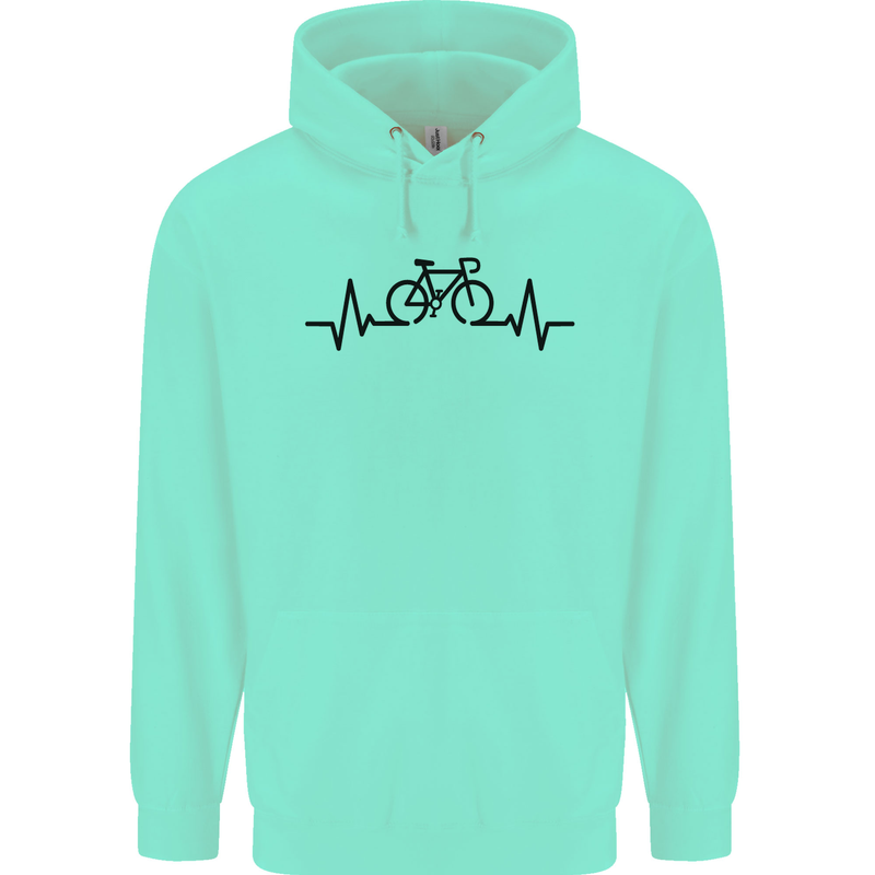 Bicycle Pulse Cycling Cyclist Road Bike Childrens Kids Hoodie Peppermint