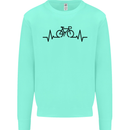 Bicycle Pulse Cycling Cyclist Road Bike Kids Sweatshirt Jumper Peppermint