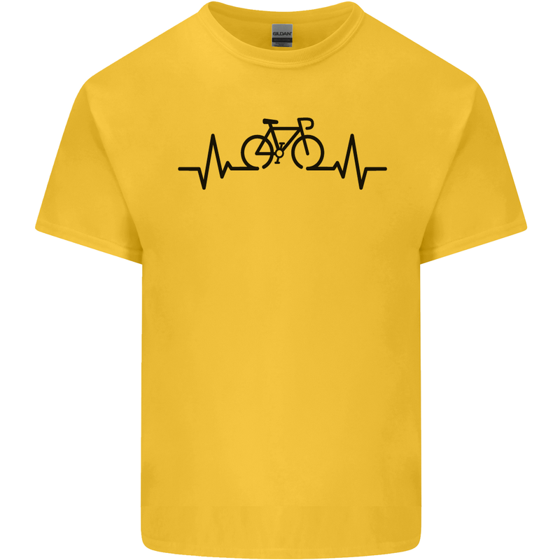 Bicycle Pulse Cycling Cyclist Road Bike Kids T-Shirt Childrens Yellow