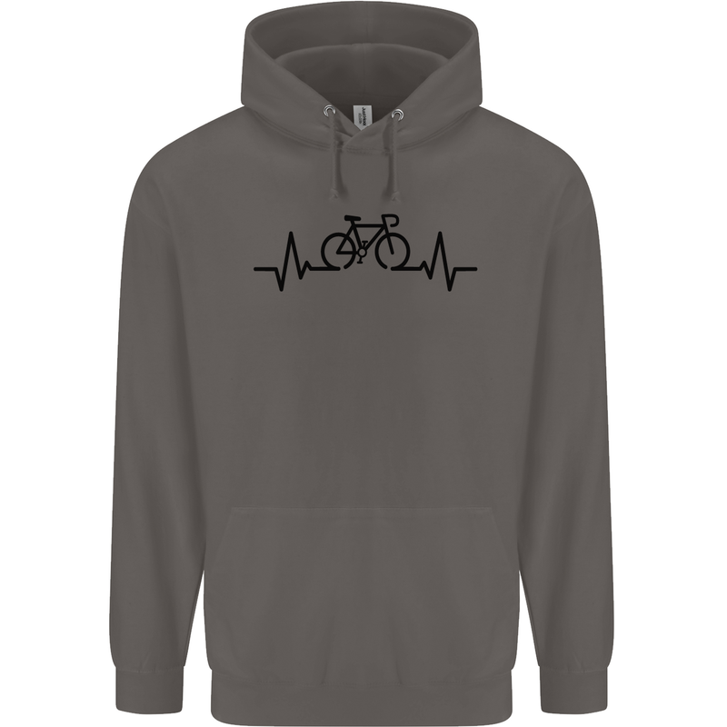 Bicycle Pulse Cycling Cyclist Road Bike Mens 80% Cotton Hoodie Charcoal
