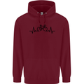 Bicycle Pulse Cycling Cyclist Road Bike Mens 80% Cotton Hoodie Maroon