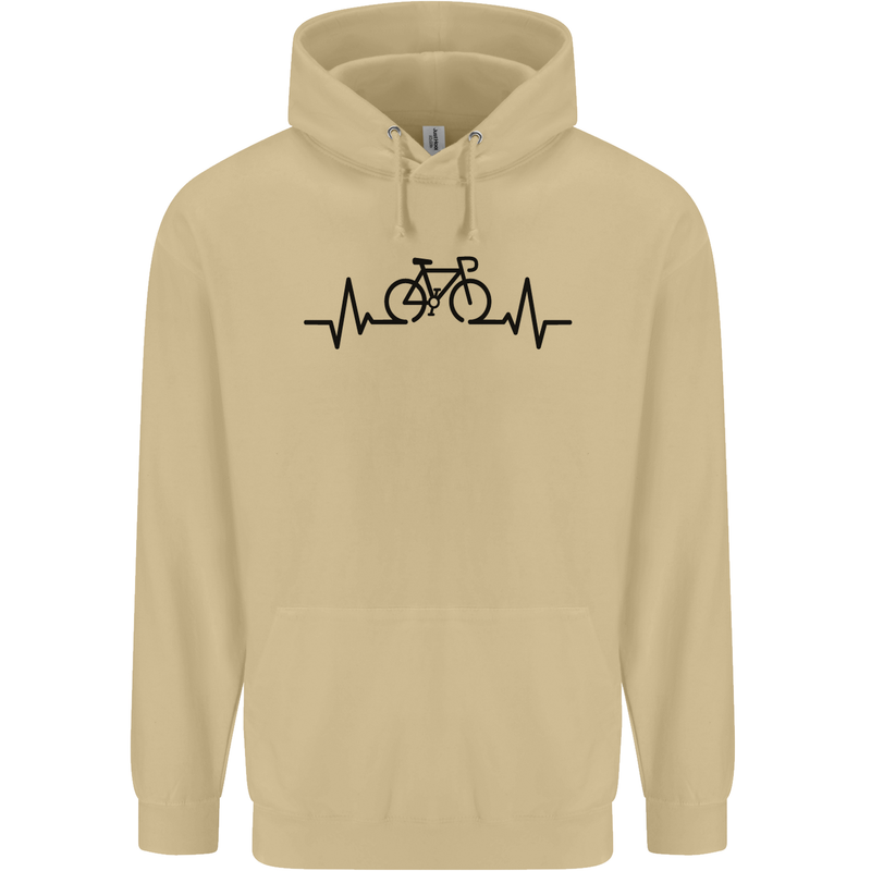 Bicycle Pulse Cycling Cyclist Road Bike Mens 80% Cotton Hoodie Sand