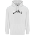 Bicycle Pulse Cycling Cyclist Road Bike Mens 80% Cotton Hoodie White