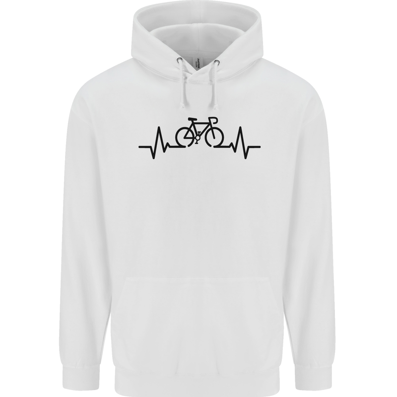 Bicycle Pulse Cycling Cyclist Road Bike Mens 80% Cotton Hoodie White