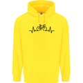 Bicycle Pulse Cycling Cyclist Road Bike Mens 80% Cotton Hoodie Yellow