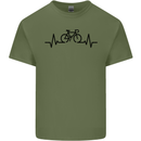 Bicycle Pulse Cycling Cyclist Road Bike Mens Cotton T-Shirt Tee Top Military Green