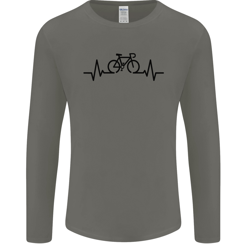Bicycle Pulse Cycling Cyclist Road Bike Mens Long Sleeve T-Shirt Charcoal
