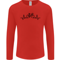 Bicycle Pulse Cycling Cyclist Road Bike Mens Long Sleeve T-Shirt Red