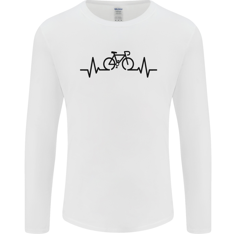 Bicycle Pulse Cycling Cyclist Road Bike Mens Long Sleeve T-Shirt White