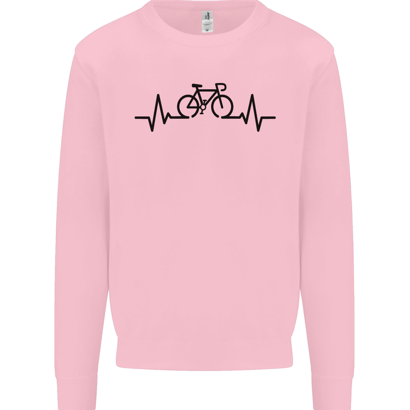 Bicycle Pulse Cycling Cyclist Road Bike Mens Sweatshirt Jumper Light Pink