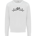 Bicycle Pulse Cycling Cyclist Road Bike Mens Sweatshirt Jumper White