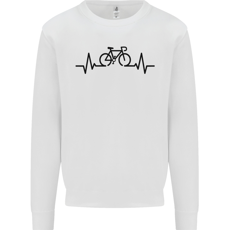 Bicycle Pulse Cycling Cyclist Road Bike Mens Sweatshirt Jumper White
