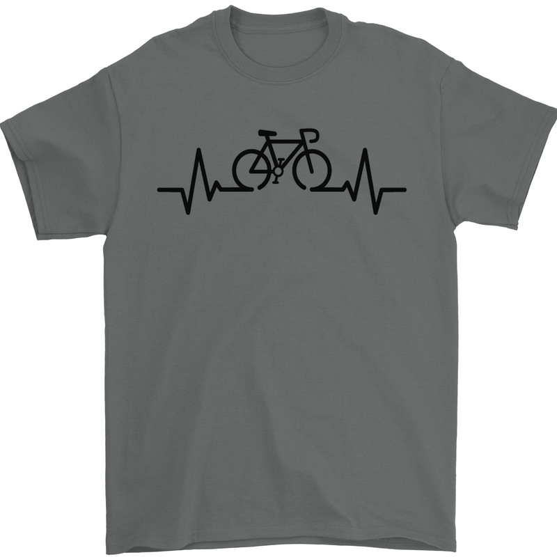 Bicycle Pulse Cycling Cyclist Road Bike Mens T-Shirt Cotton Gildan Charcoal