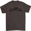 Bicycle Pulse Cycling Cyclist Road Bike Mens T-Shirt Cotton Gildan Dark Chocolate