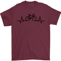 Bicycle Pulse Cycling Cyclist Road Bike Mens T-Shirt Cotton Gildan Maroon