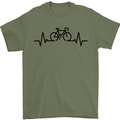 Bicycle Pulse Cycling Cyclist Road Bike Mens T-Shirt Cotton Gildan Military Green