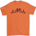 Bicycle Pulse Cycling Cyclist Road Bike Mens T-Shirt Cotton Gildan Orange