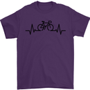 Bicycle Pulse Cycling Cyclist Road Bike Mens T-Shirt Cotton Gildan Purple