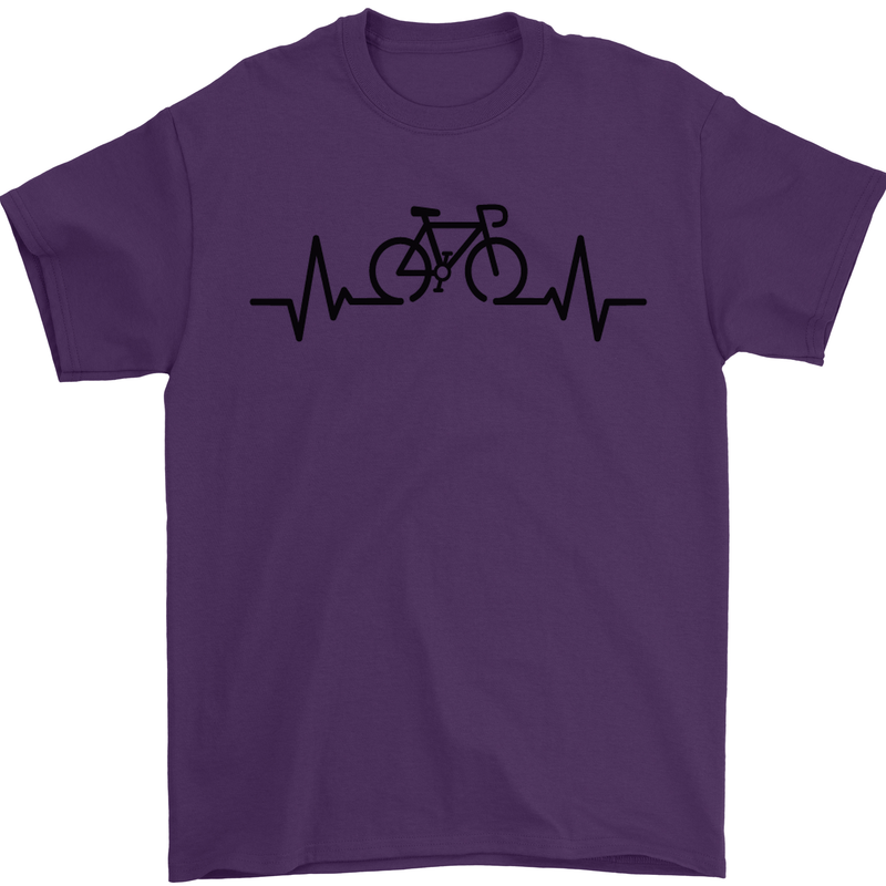 Bicycle Pulse Cycling Cyclist Road Bike Mens T-Shirt Cotton Gildan Purple