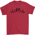 Bicycle Pulse Cycling Cyclist Road Bike Mens T-Shirt Cotton Gildan Red