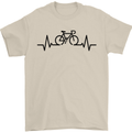 Bicycle Pulse Cycling Cyclist Road Bike Mens T-Shirt Cotton Gildan Sand