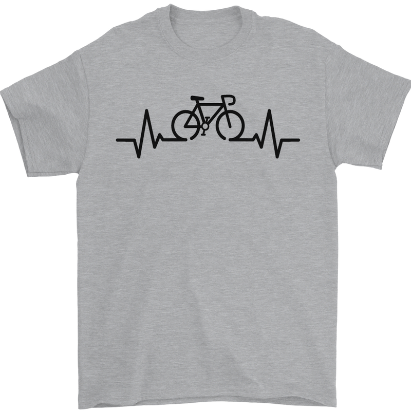 Bicycle Pulse Cycling Cyclist Road Bike Mens T-Shirt Cotton Gildan Sports Grey