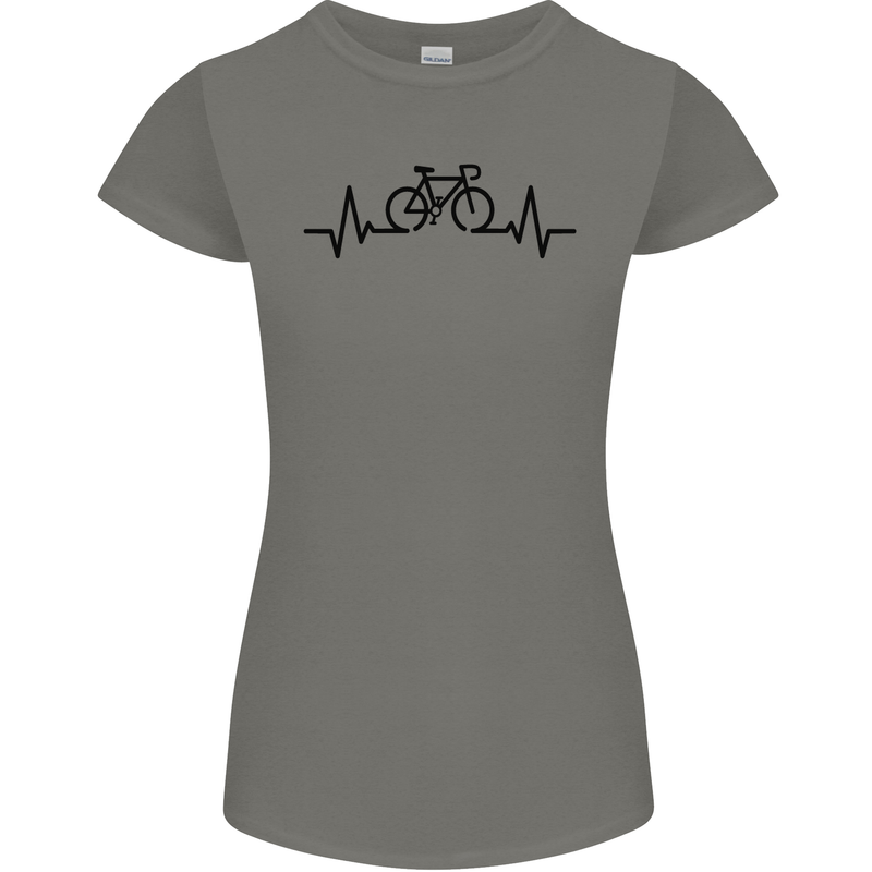 Bicycle Pulse Cycling Cyclist Road Bike Womens Petite Cut T-Shirt Charcoal
