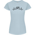 Bicycle Pulse Cycling Cyclist Road Bike Womens Petite Cut T-Shirt Light Blue