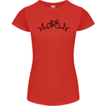 Bicycle Pulse Cycling Cyclist Road Bike Womens Petite Cut T-Shirt Red