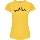 Bicycle Pulse Cycling Cyclist Road Bike Womens Petite Cut T-Shirt Yellow