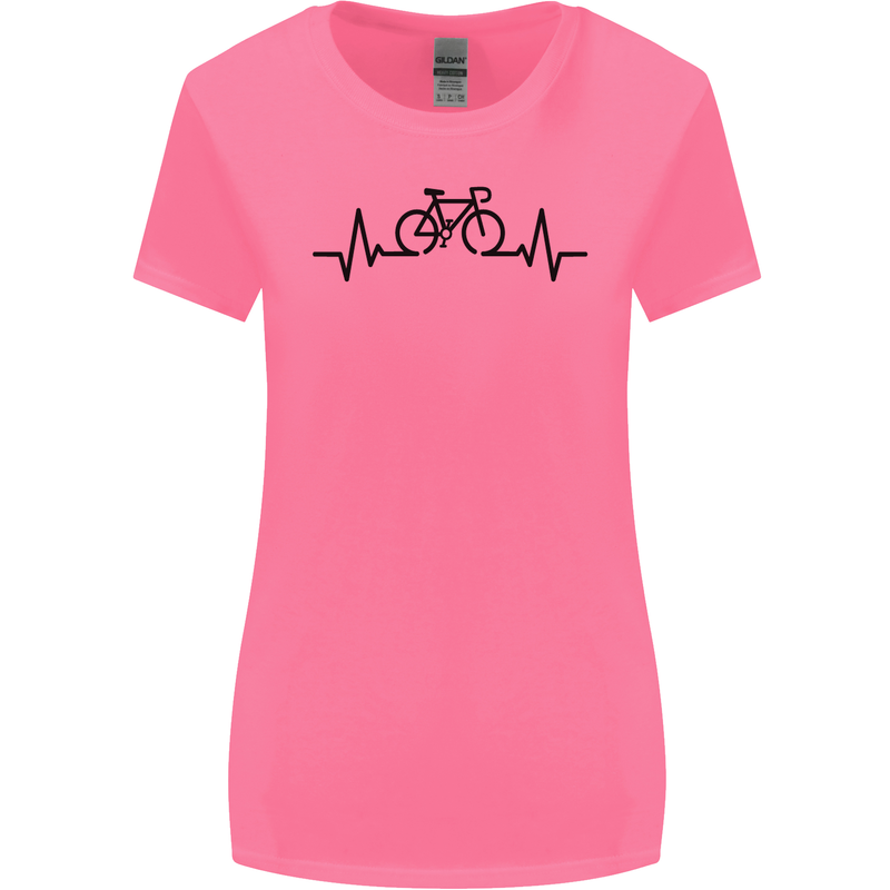Bicycle Pulse Cycling Cyclist Road Bike Womens Wider Cut T-Shirt Azalea