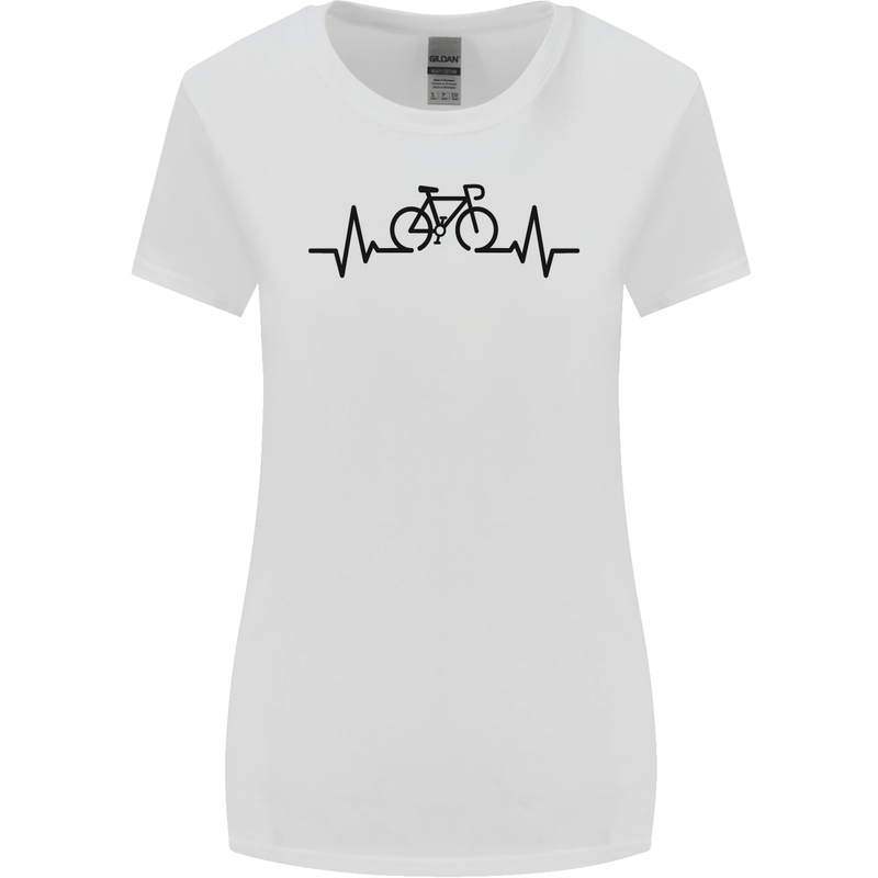 Bicycle Pulse Cycling Cyclist Road Bike Womens Wider Cut T-Shirt White