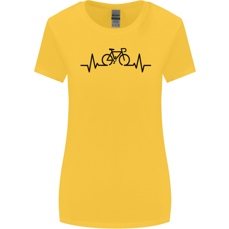 Bicycle Pulse Cycling Cyclist Road Bike Womens Wider Cut T-Shirt Yellow