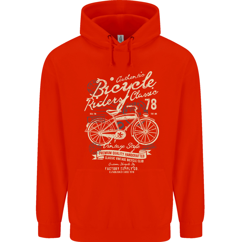 Bicycle Rider Classic Cyclist Funny Cycling Childrens Kids Hoodie Bright Red